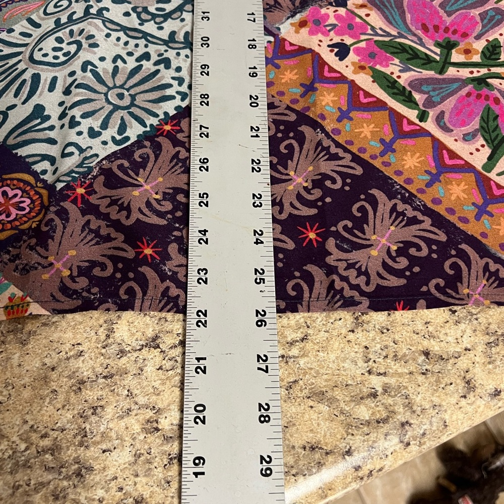 NWT NATURAL LIFE Multicolor Patchwork oversized V-Neck Blouse shirt top - Picture 8 of 9